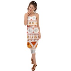 Bright Aztec Ethnic Seamless Pattern Waist Tie Cover Up Chiffon Dress by Bedest