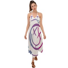 Blink 182 Logo Halter Tie Back Dress  by avitendut