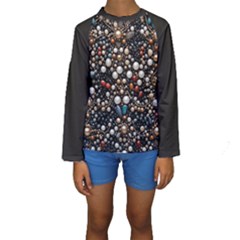 Pearls And Stones Kids  Long Sleeve Swimwear by dedoma