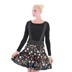 Pearls And Stones Suspender Skater Skirt by dedoma