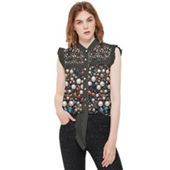 Pearls And Stones Frill Detail Shirt by dedoma