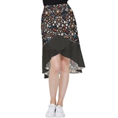 Pearls And Stones Frill Hi Low Chiffon Skirt by dedoma