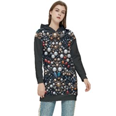 Pearls And Stones Women s Long Oversized Pullover Hoodie by dedoma