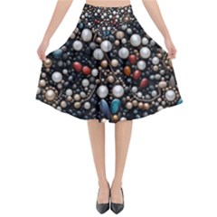 Pearls And Stones Flared Midi Skirt by dedoma