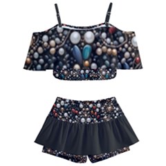 Pearls And Stones Kids  Off Shoulder Skirt Bikini by dedoma