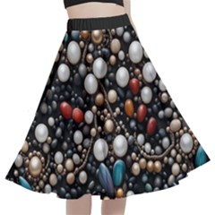 Pearls And Stones A-line Full Circle Midi Skirt With Pocket by dedoma