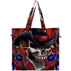 Confederate Flag Usa America United States Csa Civil War Rebel Dixie Military Poster Skull Canvas Travel Bag by Ket1n9