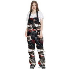 Confederate Flag Usa America United States Csa Civil War Rebel Dixie Military Poster Skull Women s Front Zip Ski And Snowboard Bib Pants by Ket1n9