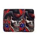 Confederate Flag Usa America United States Csa Civil War Rebel Dixie Military Poster Skull 14  Vertical Laptop Sleeve Case With Pocket View2