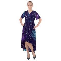 Realistic Night Sky Poster With Constellations Front Wrap High Low Dress by Ket1n9