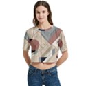 Boho Abstract Architecture Women s Round Neck Short Sleeve Crop Top View1