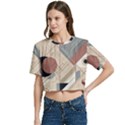 Boho Abstract Architecture Women s Round Neck Short Sleeve Crop Top View2