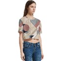 Boho Abstract Architecture Women s Round Neck Short Sleeve Crop Top View3