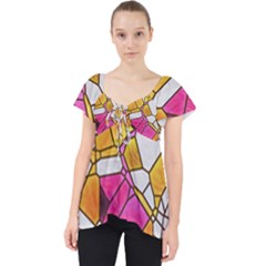 Architecture Glass Abstract Pattern Lace Front Dolly Top by Bedest