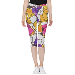 Architecture Glass Abstract Pattern Inside Out Lightweight Velour Capri Leggings  by Bedest