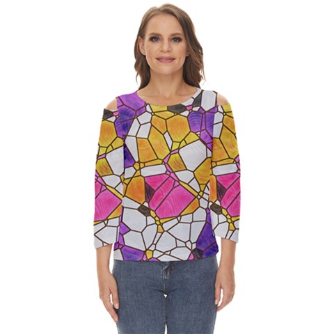 Architecture Glass Abstract Pattern Cut Out Wide Sleeve Top by Bedest