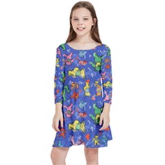 Grateful Dead Dancing Bears Pattern Kids  Quarter Sleeve Skater Dress by Salmanaz77