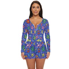 Grateful Dead Dancing Bears Pattern Long Sleeve Boyleg Swimsuit by Salmanaz77