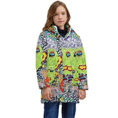 Supersonic Monster Mash Kids  Hooded Longline Puffer Jacket by chellerayartisans