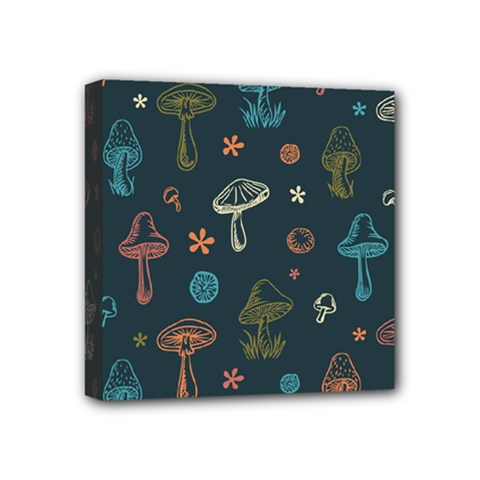 Whimsical Mushrooms Pattern Mini Canvas 4  X 4  (stretched) by Drawde