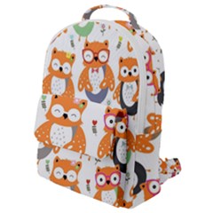 Cute Colorful Owl Cartoon Seamless Pattern Flap Pocket Backpack (small) by Apen