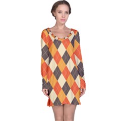 Halloween Argyle Pattern  Long Sleeve Nightdress by Safari