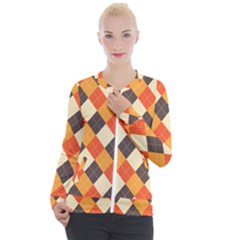 Halloween Argyle Pattern  Casual Zip Up Jacket by Safari