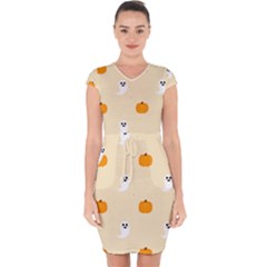 Pumpkin And Boo Crew Halloween  Capsleeve Drawstring Dress  by Safari