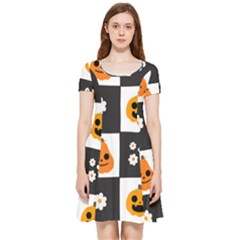 Seamless Halloween Pattern With Smiling Pumpkin 20240926 161714 0000 Inside Out Cap Sleeve Dress by Safari