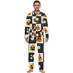 Seamless Halloween Pattern With Smiling Pumpkin 20240926 161714 0000 Men s Long Sleeve Velvet Pocket Pajamas Set by Safari