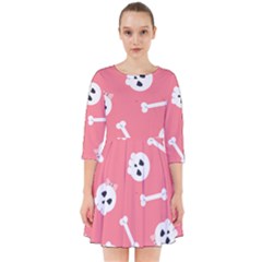 Halloween Pattern With Sculles And Bones 20240926 160927 0000 Smock Dress by Safari