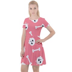 Halloween Pattern With Sculles And Bones 20240926 160927 0000 Cap Sleeve Velour Dress  by Safari