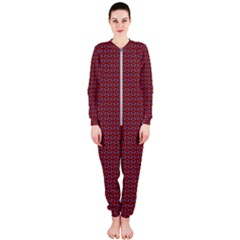 Brown Red Dot Pattern Onepiece Jumpsuit (ladies) by ytdream