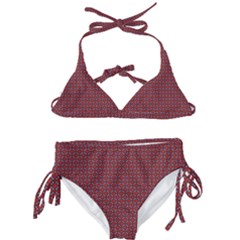 Brown Red Dot Pattern Kids  Classic Bikini Set by ytdream