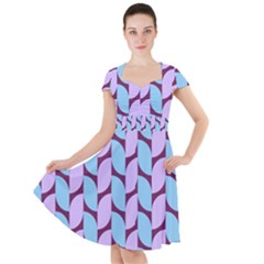 Purple Blue Pattern Cap Sleeve Midi Dress by ytdream