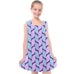 Purple Blue Pattern Kids  Cross Back Dress by ytdream