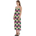 Green Yellow Pattern Casual Spaghetti Strap Midi Dress View2