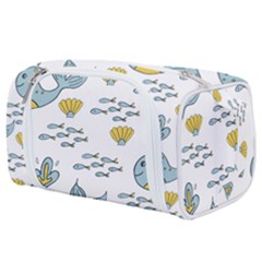Whale Cartoon Whale Seamless Cartoon Character Animals Leaf Toiletries Pouch by Grandong