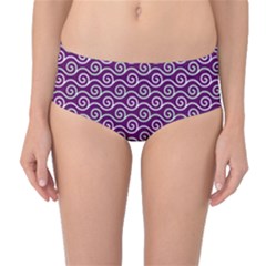 Violet White Pattern Mid-waist Bikini Bottoms by ytdream