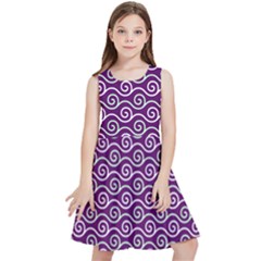 Violet White Pattern Kids  Skater Dress by ytdream