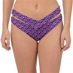 Violet White Pattern Double Strap Halter Bikini Bottoms by ytdream