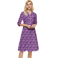 Violet White Pattern Classy Knee Length Dress by ytdream