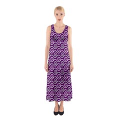 Violet White Pattern Sleeveless Maxi Dress by ytdream