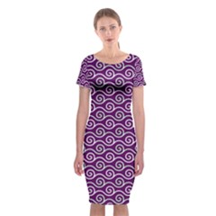 Violet White Pattern Classic Short Sleeve Midi Dress by ytdream