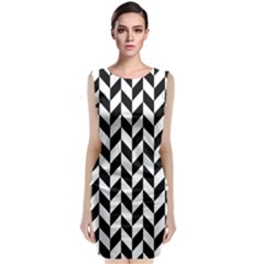 Black And White Pattern Sleeveless Velvet Midi Dress by ytdream