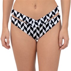 Black And White Pattern Double Strap Halter Bikini Bottoms by ytdream