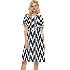 Black And White Pattern Button Top Knee Length Dress by ytdream