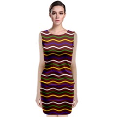 Multicolor Wave Pattern Classic Sleeveless Midi Dress by ytdream