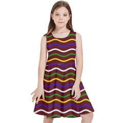 Multicolor Wave Pattern Kids  Skater Dress by ytdream