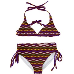 Multicolor Wave Pattern Kids  Classic Bikini Set by ytdream